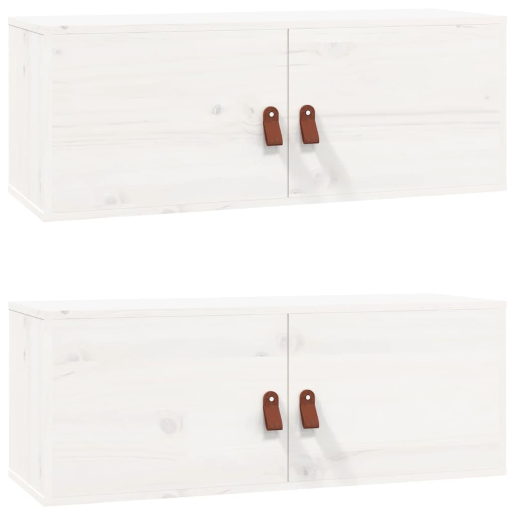 Armoires murales 2 pcs Blanc 80x30x30 cm Bois de pin massif Étagères murales & corniches vidaXL