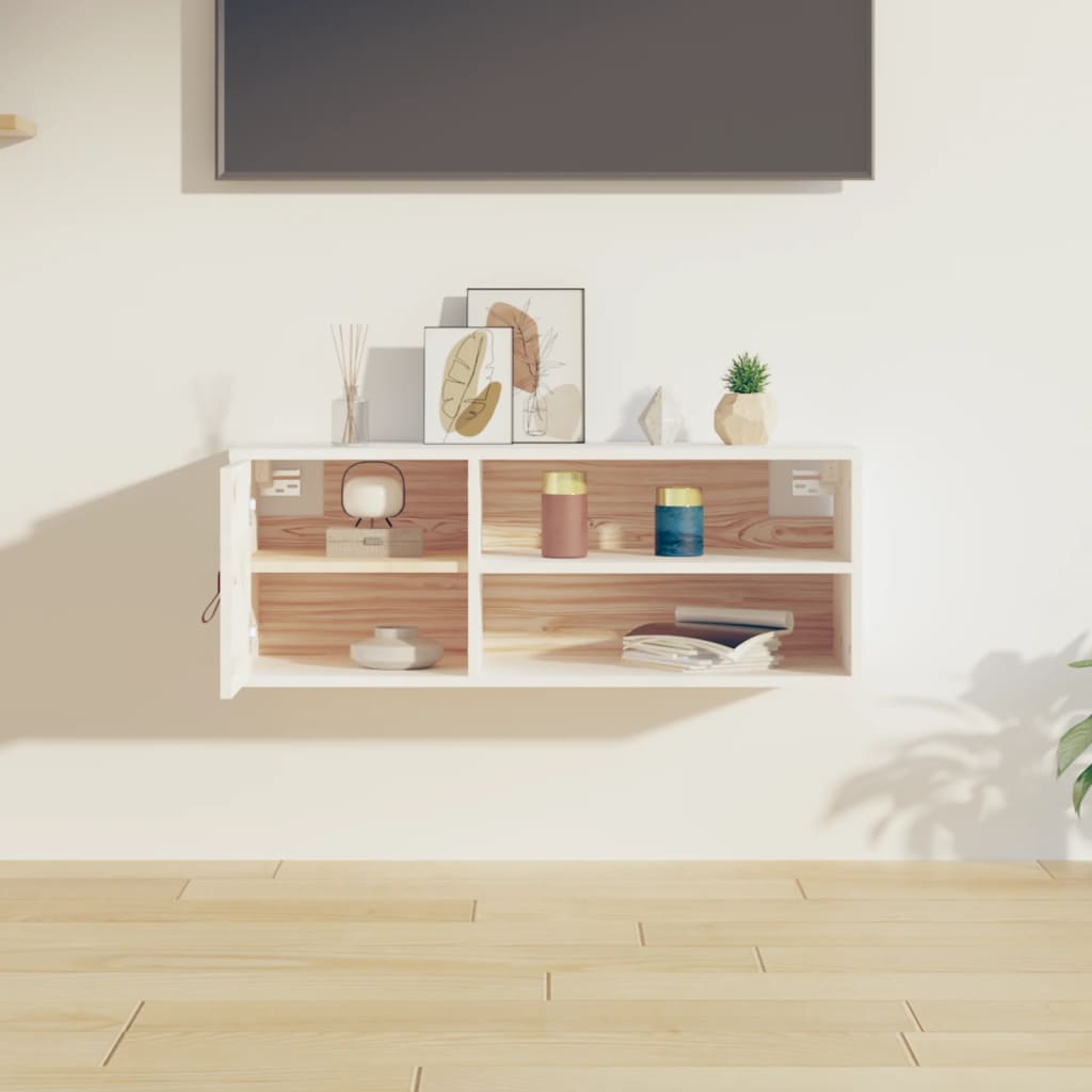 Armoire murale Blanc 80x30x30 cm Bois de pin massif - XIOS