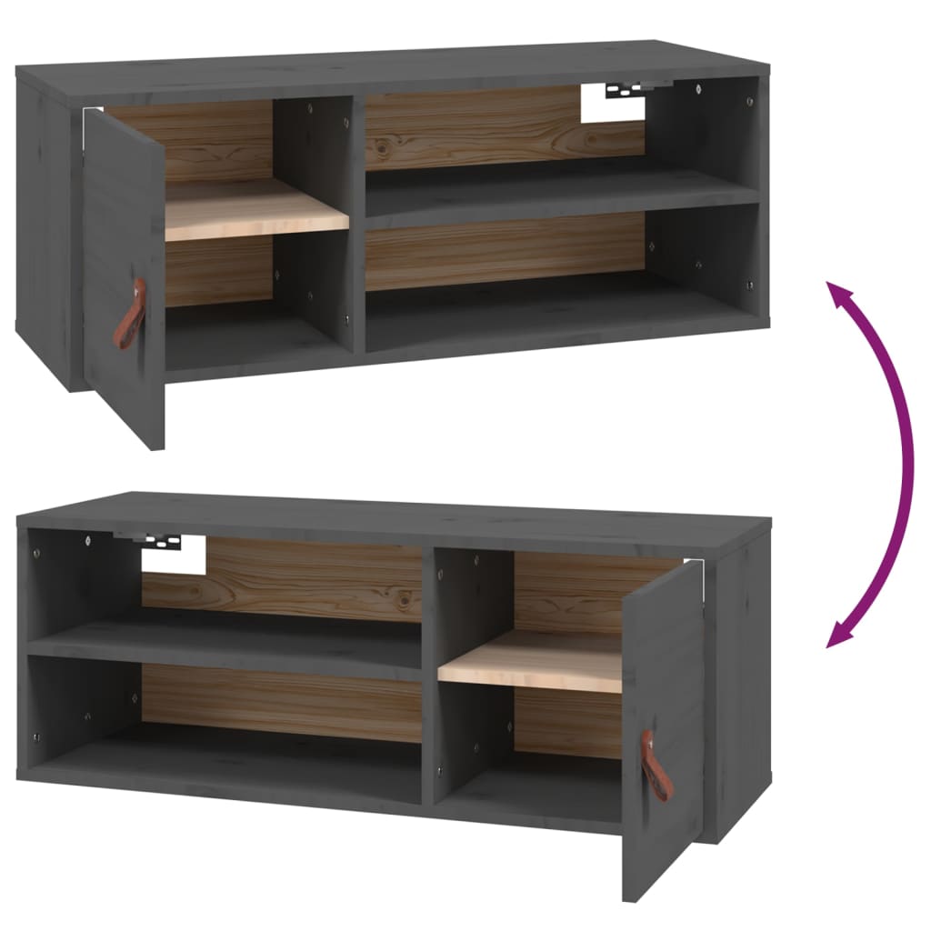 Armoire murale Gris 80x30x30 cm Bois de pin massif - XIOS