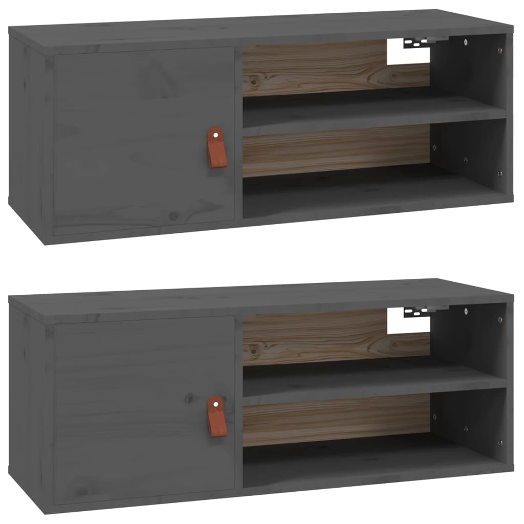 Armoires murales 2 pcs Gris 80x30x30 cm Bois de pin massif - XIOS