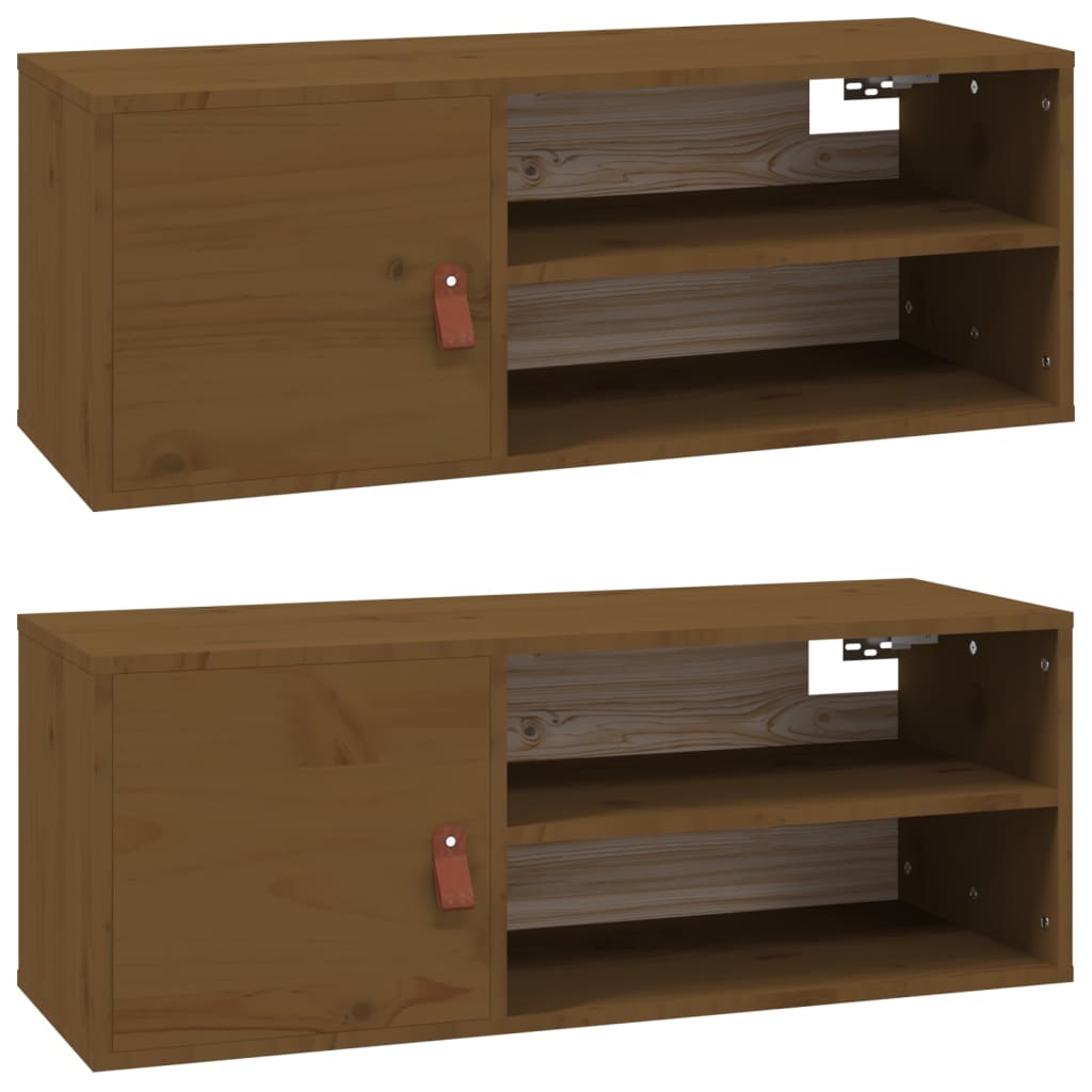 Armoires murales 2 pcs Marron miel 80x30x30 cm Bois Pin massif - XIOS
