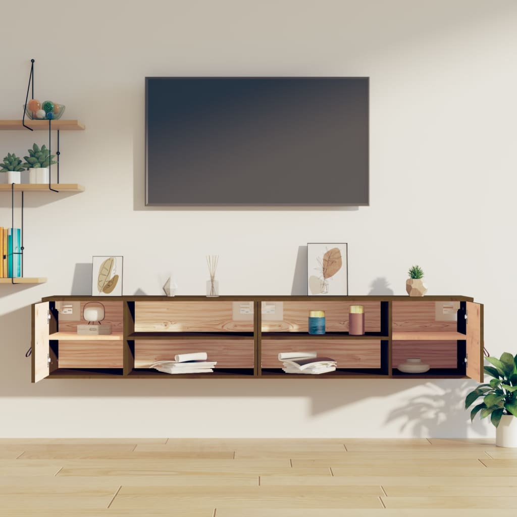 Armoires murales 2 pcs Marron miel 80x30x30 cm Bois Pin massif - XIOS