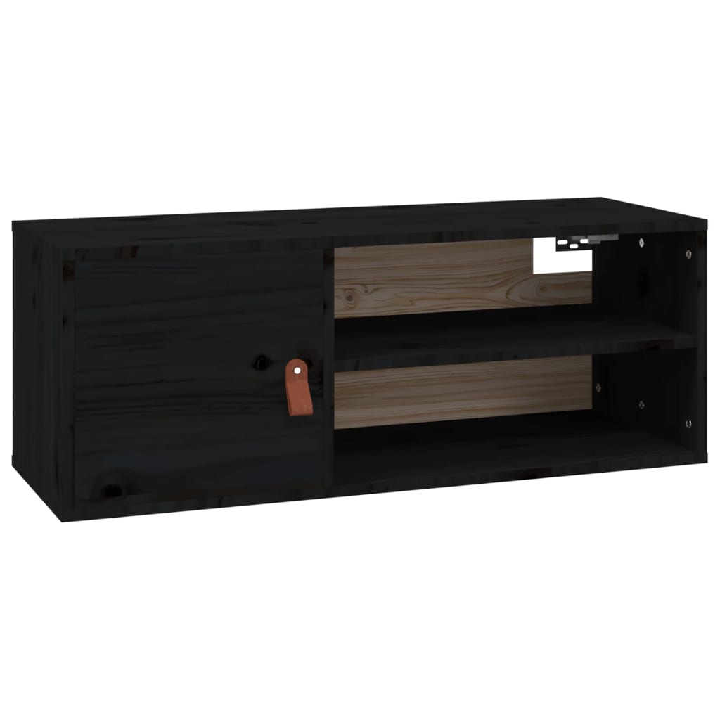 Armoire murale Noir 80x30x30 cm Bois de pin massif - XIOS