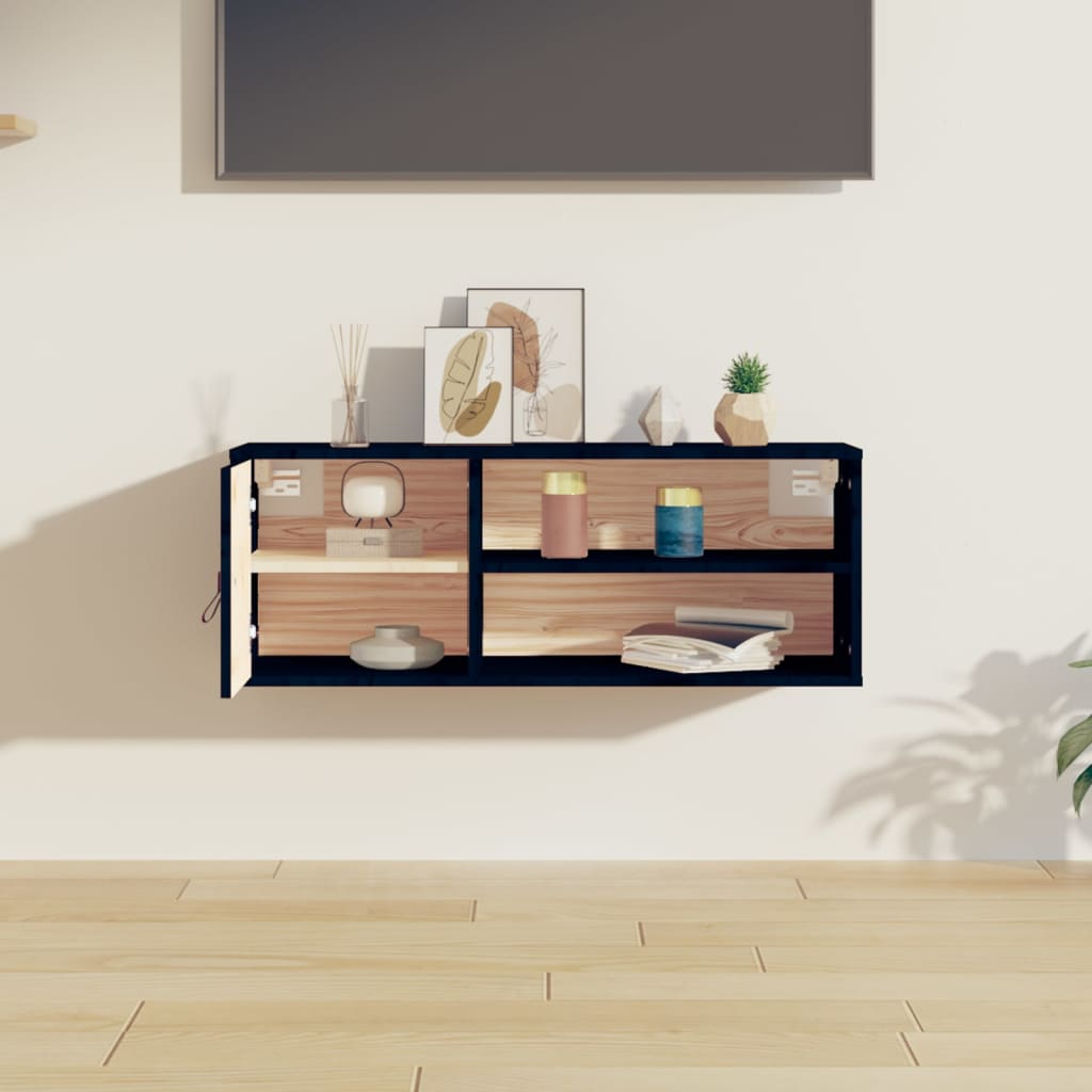 Armoire murale Noir 80x30x30 cm Bois de pin massif - XIOS