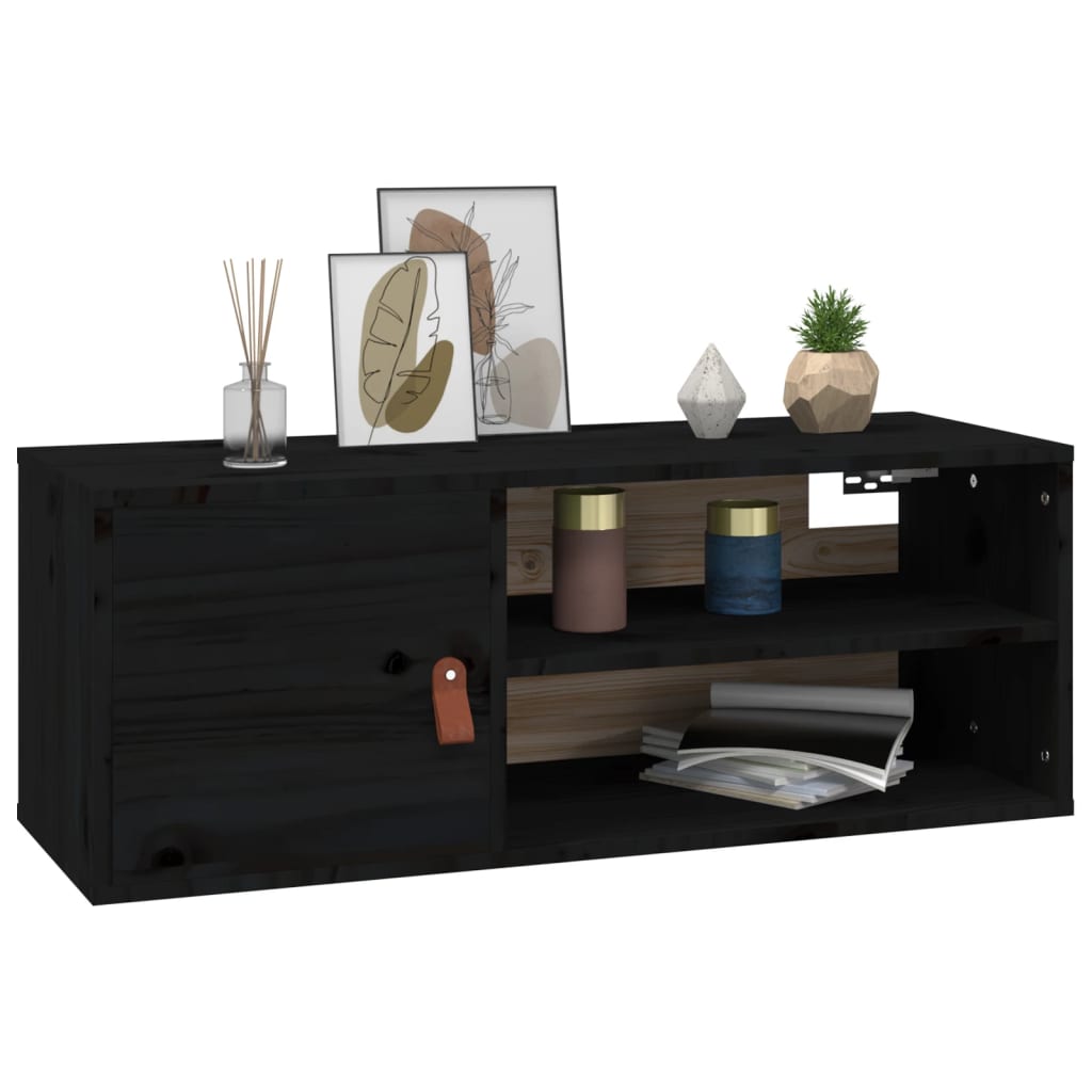 Armoire murale Noir 80x30x30 cm Bois de pin massif - XIOS