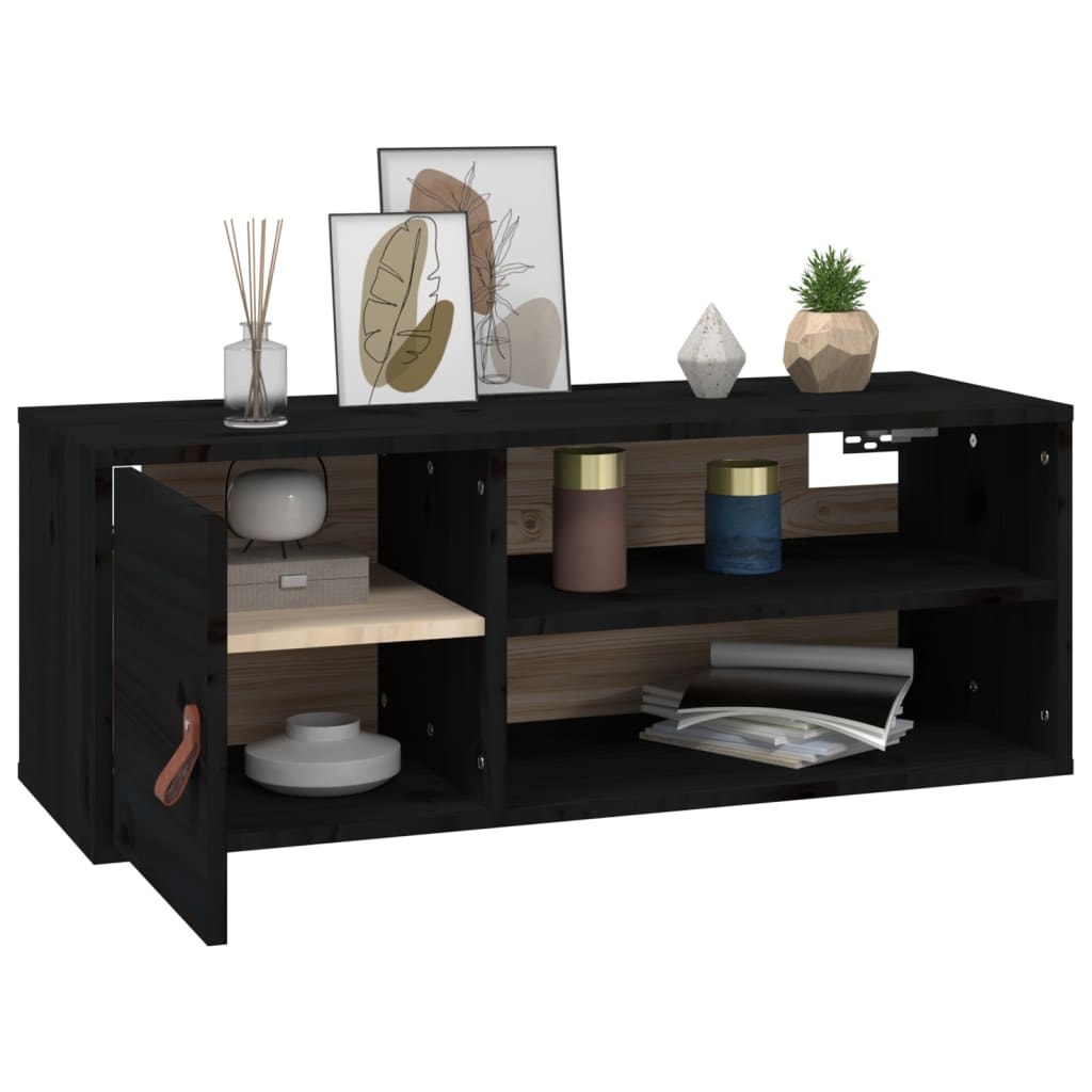 Armoire murale Noir 80x30x30 cm Bois de pin massif - XIOS