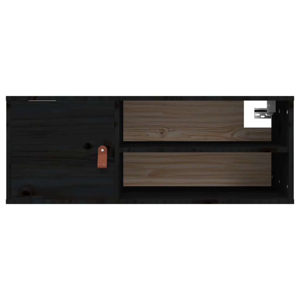 Armoire murale Noir 80x30x30 cm Bois de pin massif - XIOS