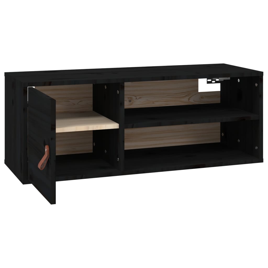 Armoire murale Noir 80x30x30 cm Bois de pin massif - XIOS