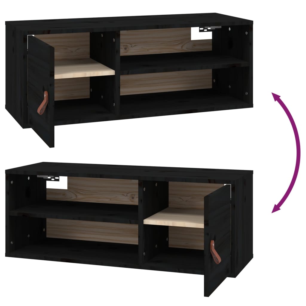 Armoire murale Noir 80x30x30 cm Bois de pin massif - XIOS