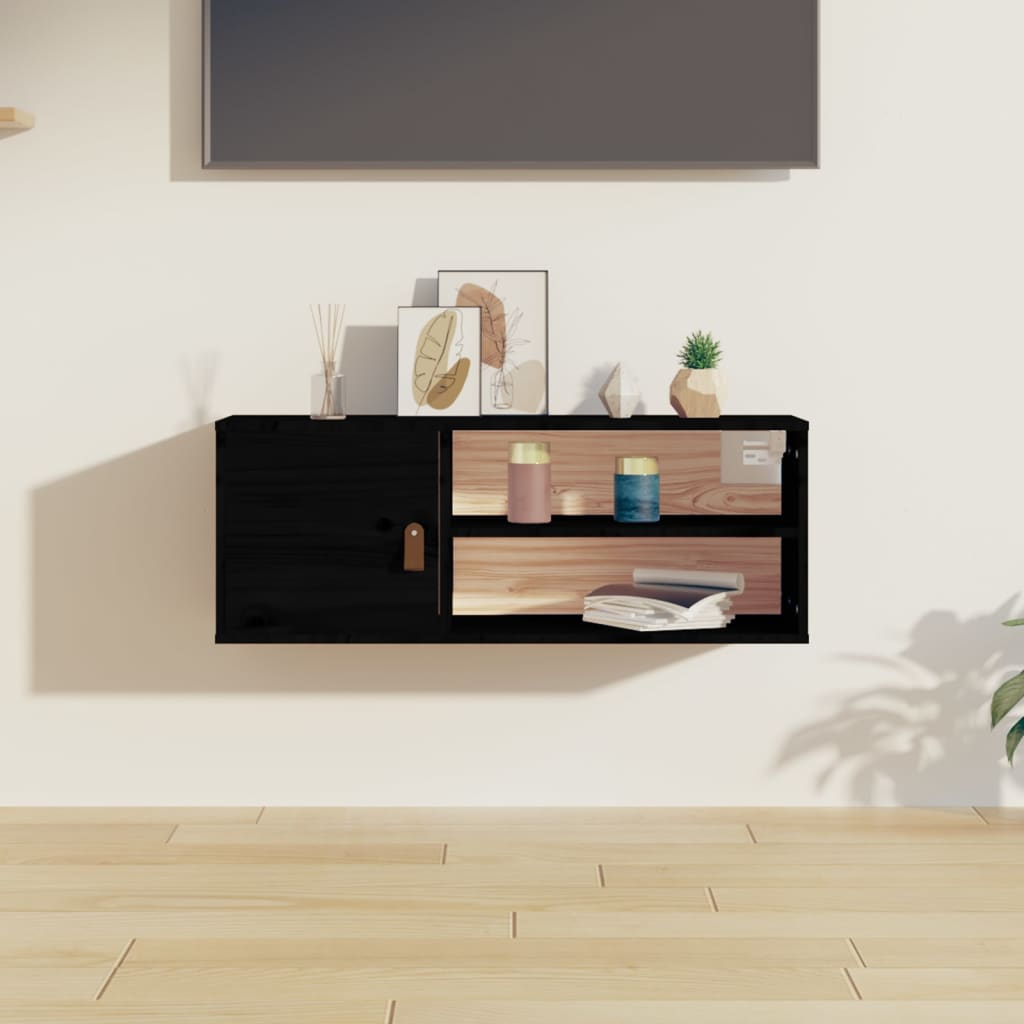 Armoire murale Noir 80x30x30 cm Bois de pin massif - XIOS
