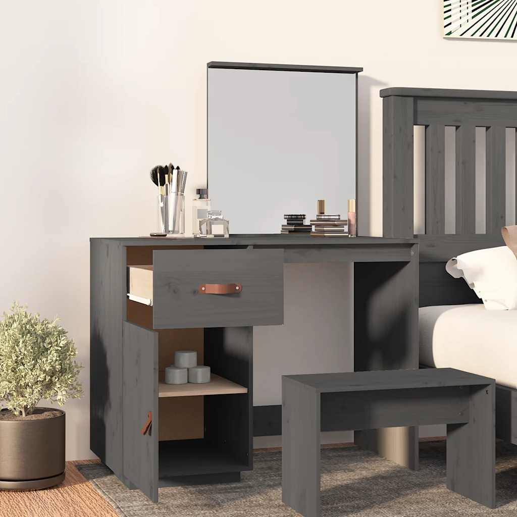 Coiffeuse Gris 95x50x134 cm Bois de pin massif - XIOS