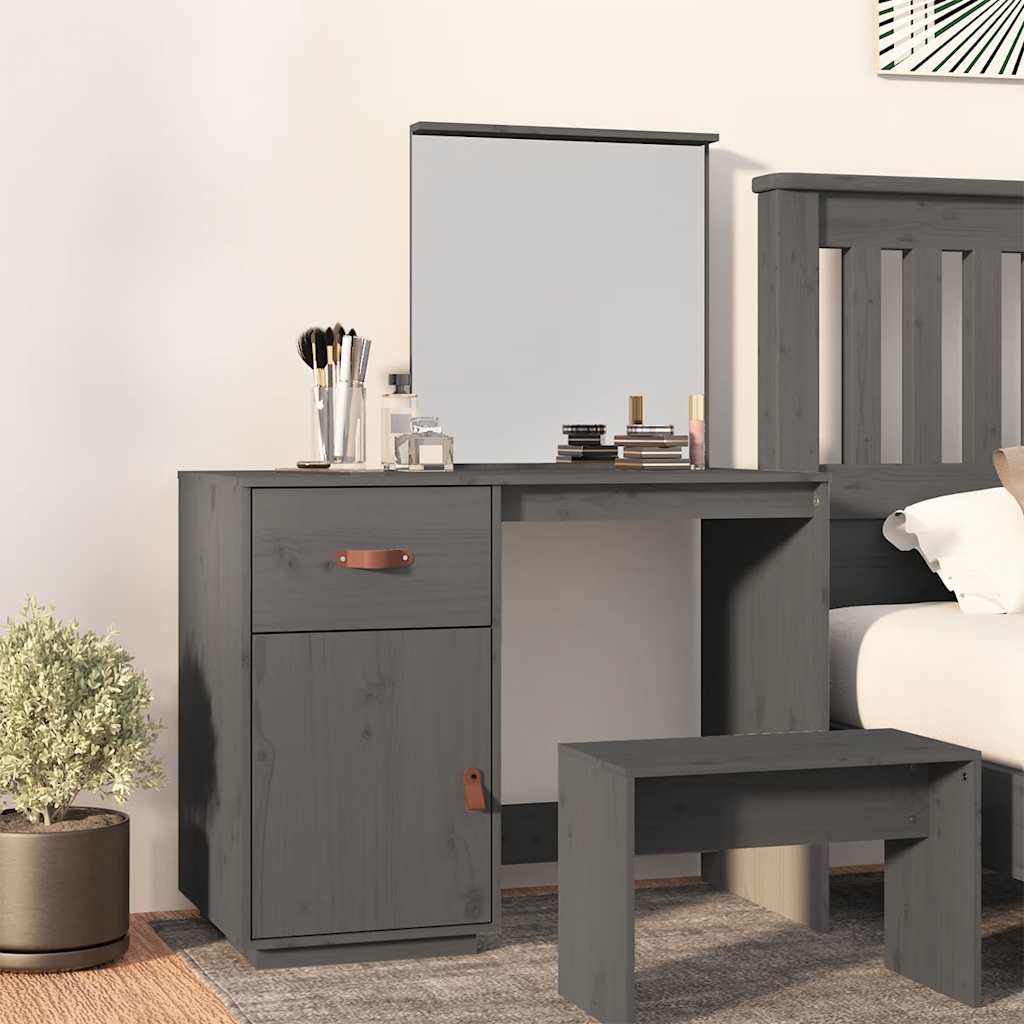 Coiffeuse Gris 95x50x134 cm Bois de pin massif - XIOS