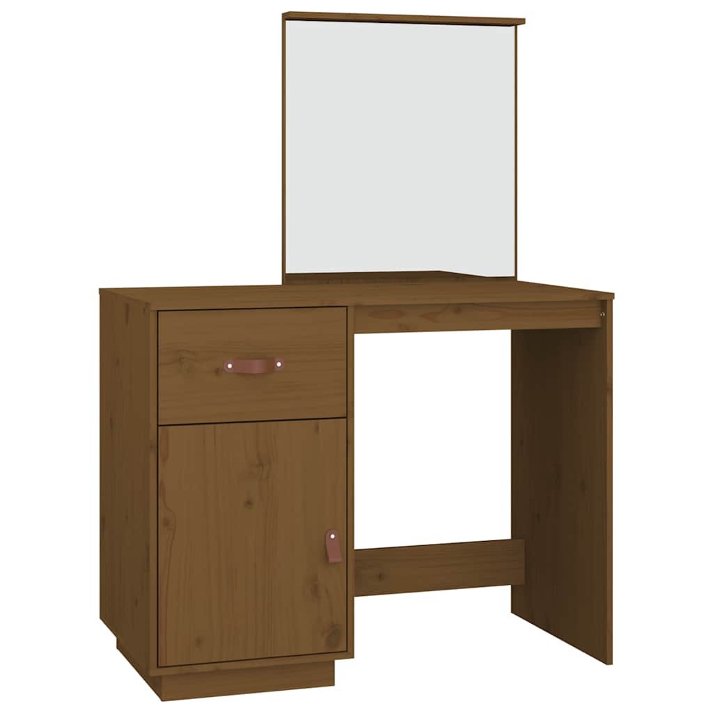 Coiffeuse Marron miel 95x50x134 cm Bois de pin massif - XIOS
