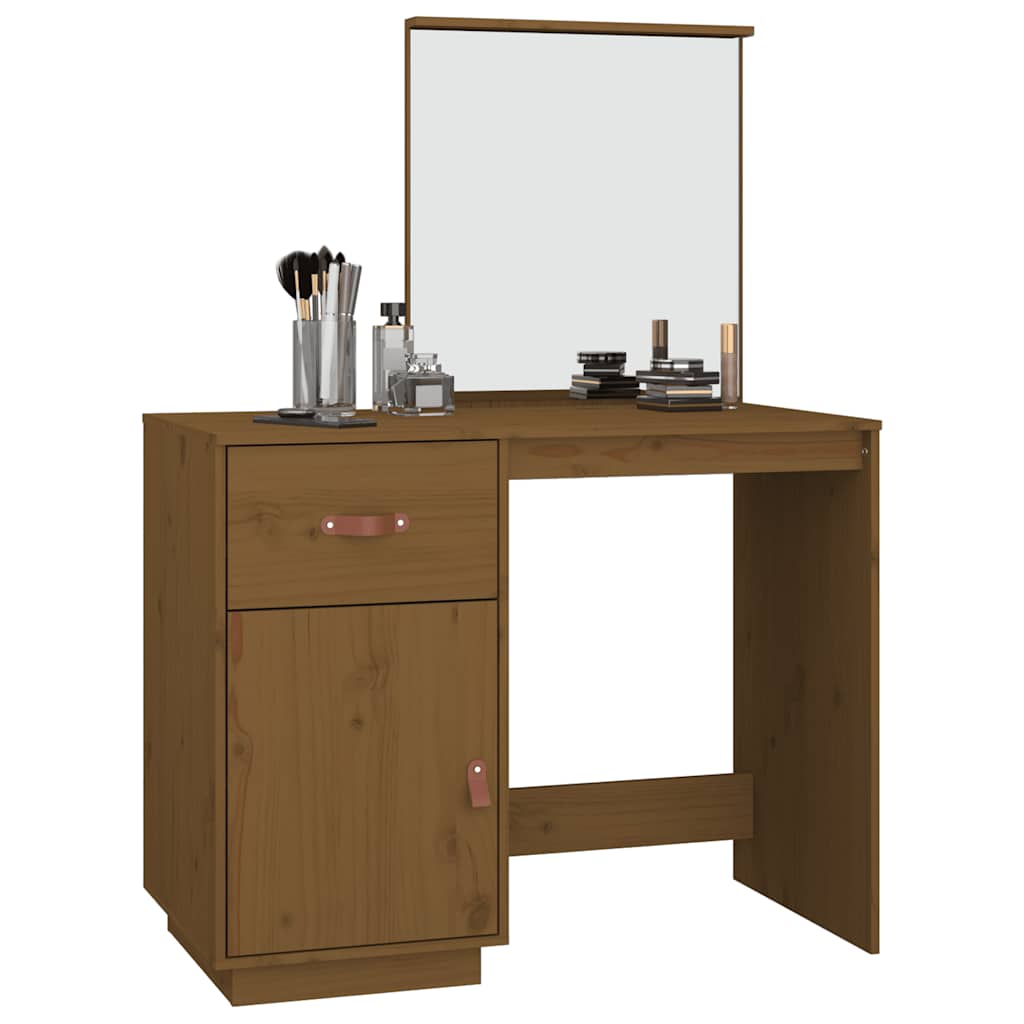 Coiffeuse Marron miel 95x50x134 cm Bois de pin massif - XIOS