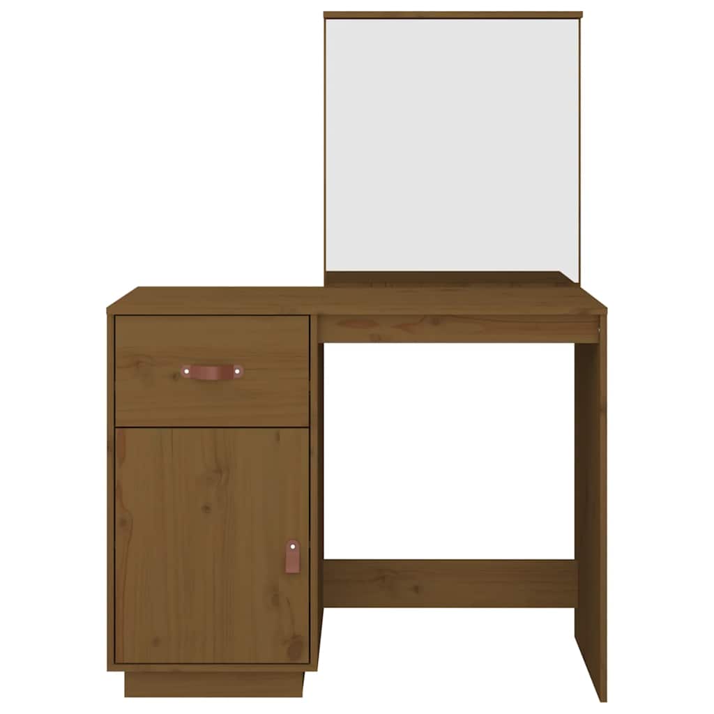 Coiffeuse Marron miel 95x50x134 cm Bois de pin massif - XIOS