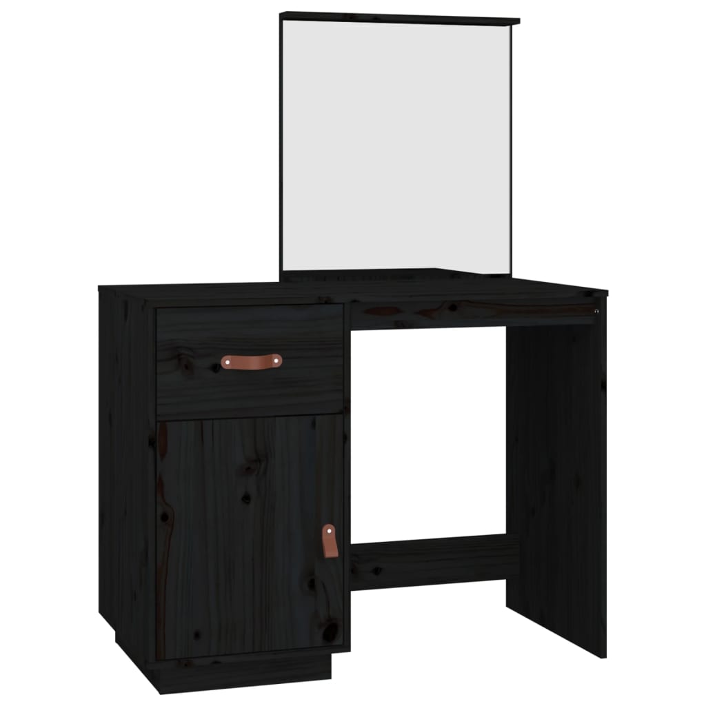 Coiffeuse Noir 95x50x134 cm Bois de pin massif Coiffeuses vidaXL