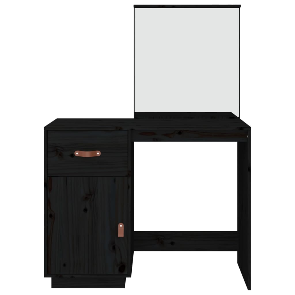 Coiffeuse Noir 95x50x134 cm Bois de pin massif Coiffeuses vidaXL