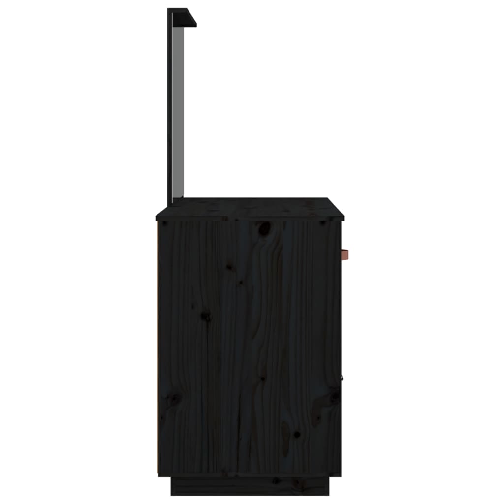 Coiffeuse Noir 95x50x134 cm Bois de pin massif Coiffeuses vidaXL