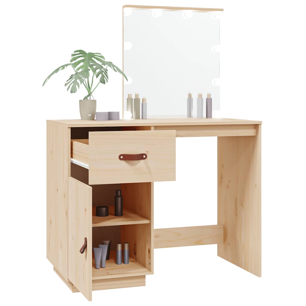 Coiffeuse avec LED 95x50x133,5 cm Bois de pin massif - XIOS