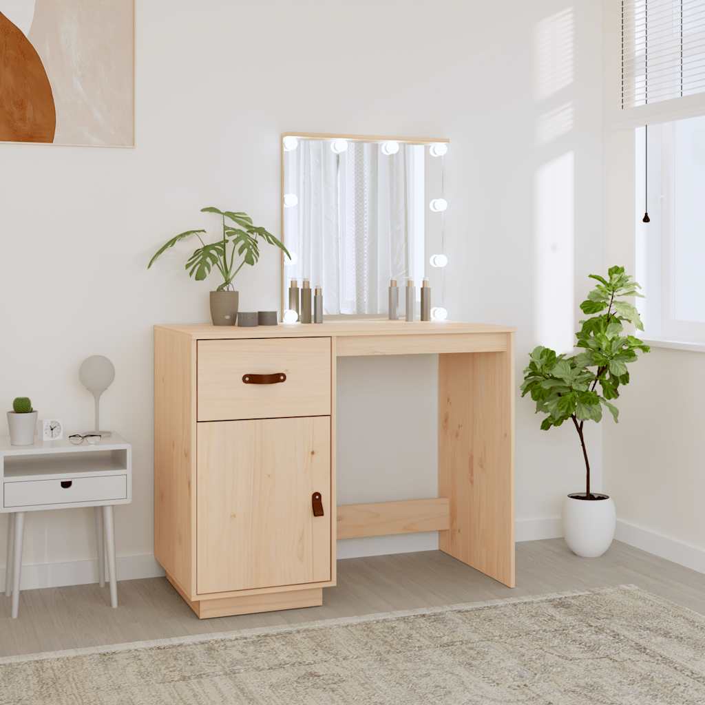 Coiffeuse avec LED 95x50x133,5 cm Bois de pin massif - XIOS