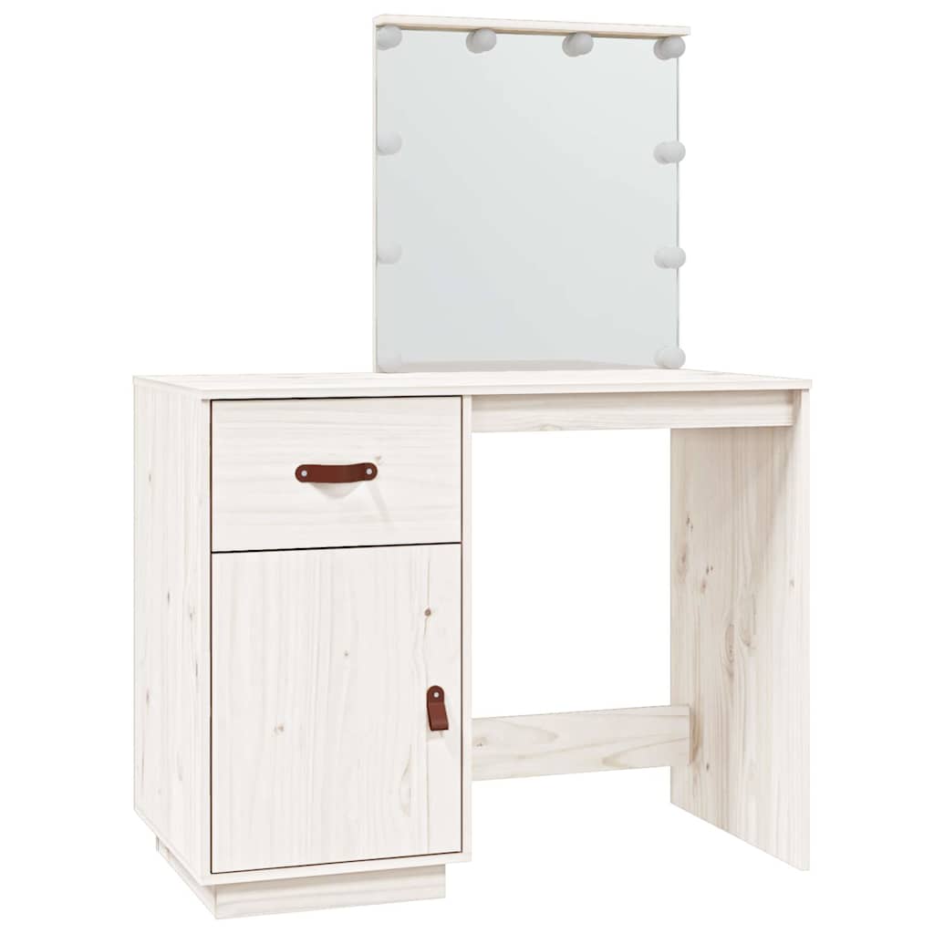 Coiffeuse avec LED Blanc 95x50x133,5 cm Bois de pin massif - XIOS