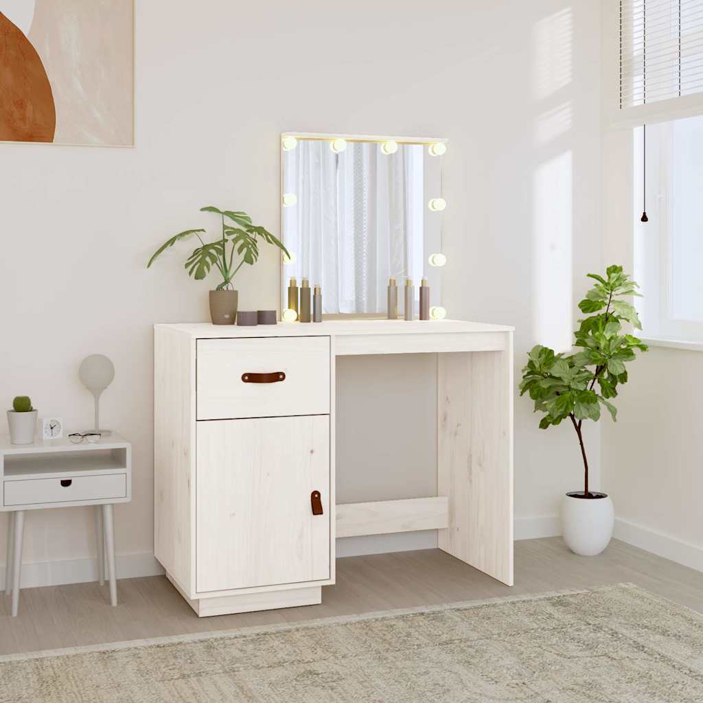 Coiffeuse avec LED Blanc 95x50x133,5 cm Bois de pin massif - XIOS