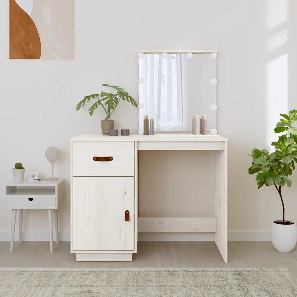 Coiffeuse avec LED Blanc 95x50x133,5 cm Bois de pin massif - XIOS