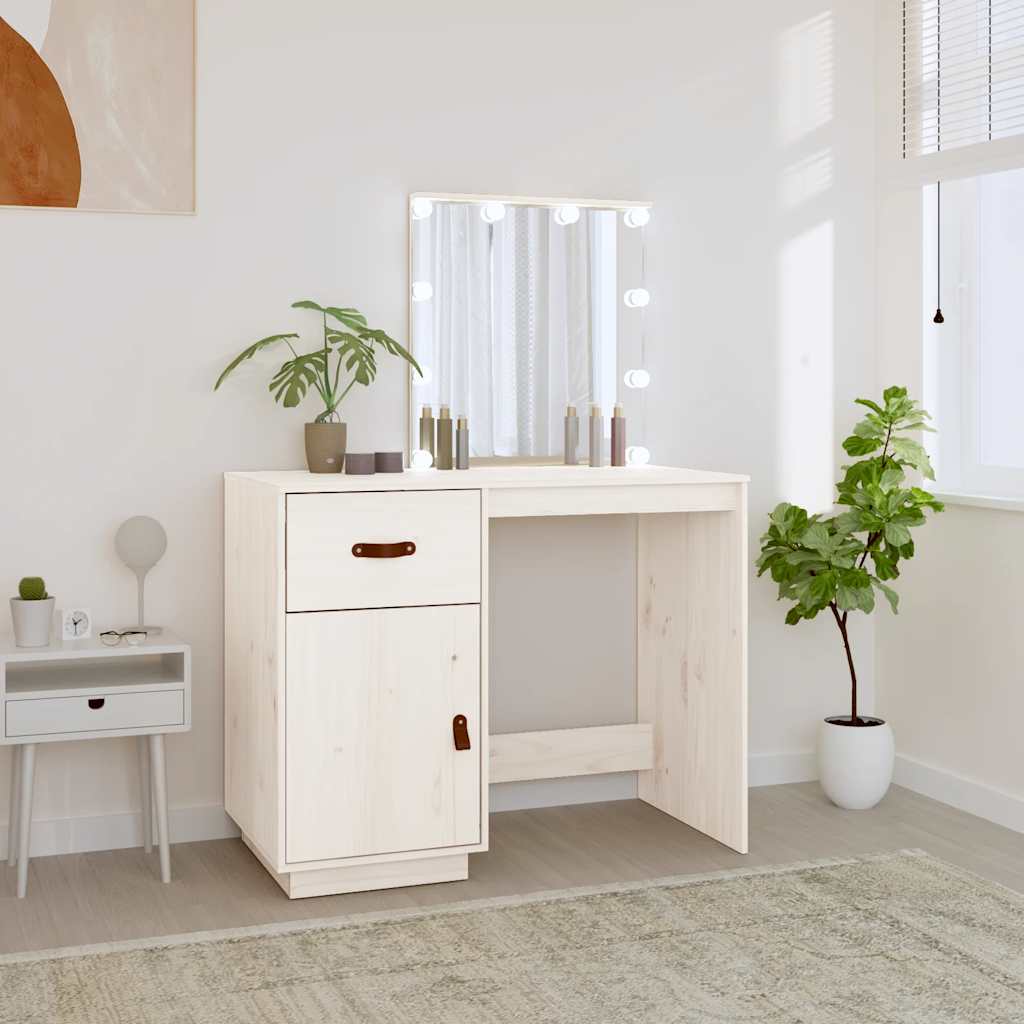 Coiffeuse avec LED Blanc 95x50x133,5 cm Bois de pin massif - XIOS