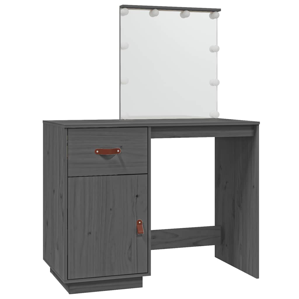 Coiffeuse avec LED Gris 95x50x133,5 cm Bois de pin massif - XIOS