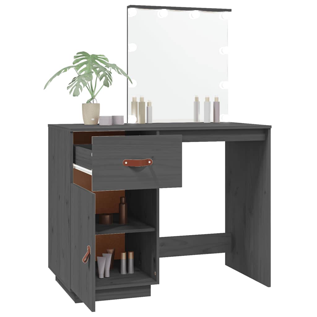 Coiffeuse avec LED Gris 95x50x133,5 cm Bois de pin massif - XIOS