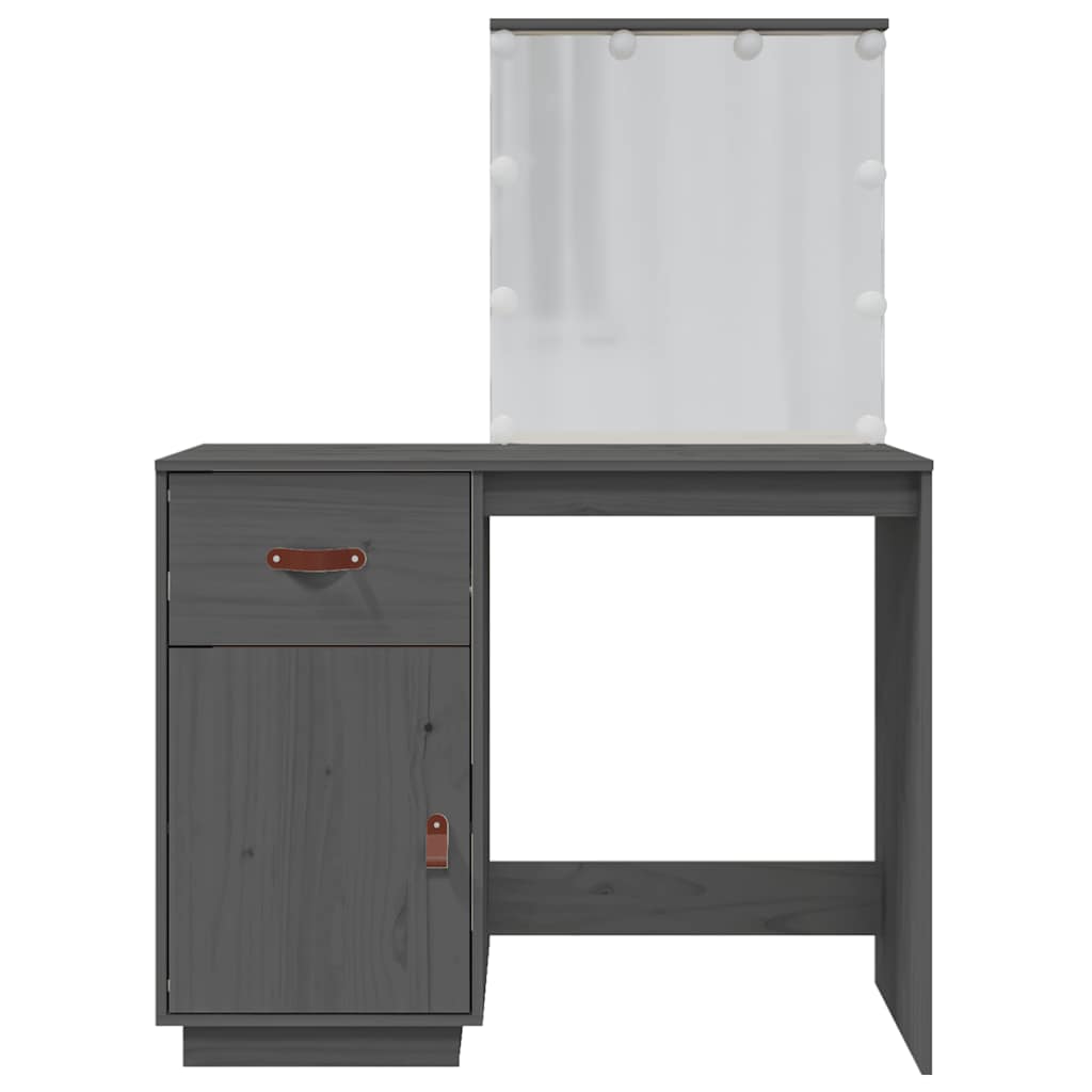 Coiffeuse avec LED Gris 95x50x133,5 cm Bois de pin massif - XIOS