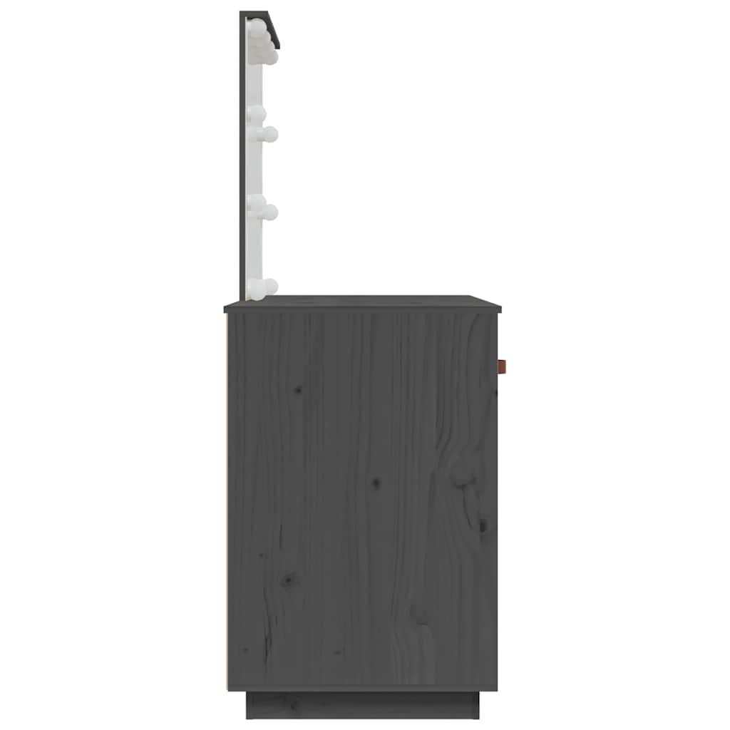 Coiffeuse avec LED Gris 95x50x133,5 cm Bois de pin massif - XIOS