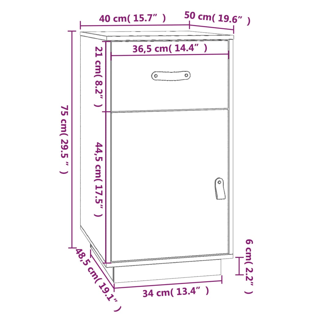 Armoire de bureau 40x50x75 cm Bois massif de pin