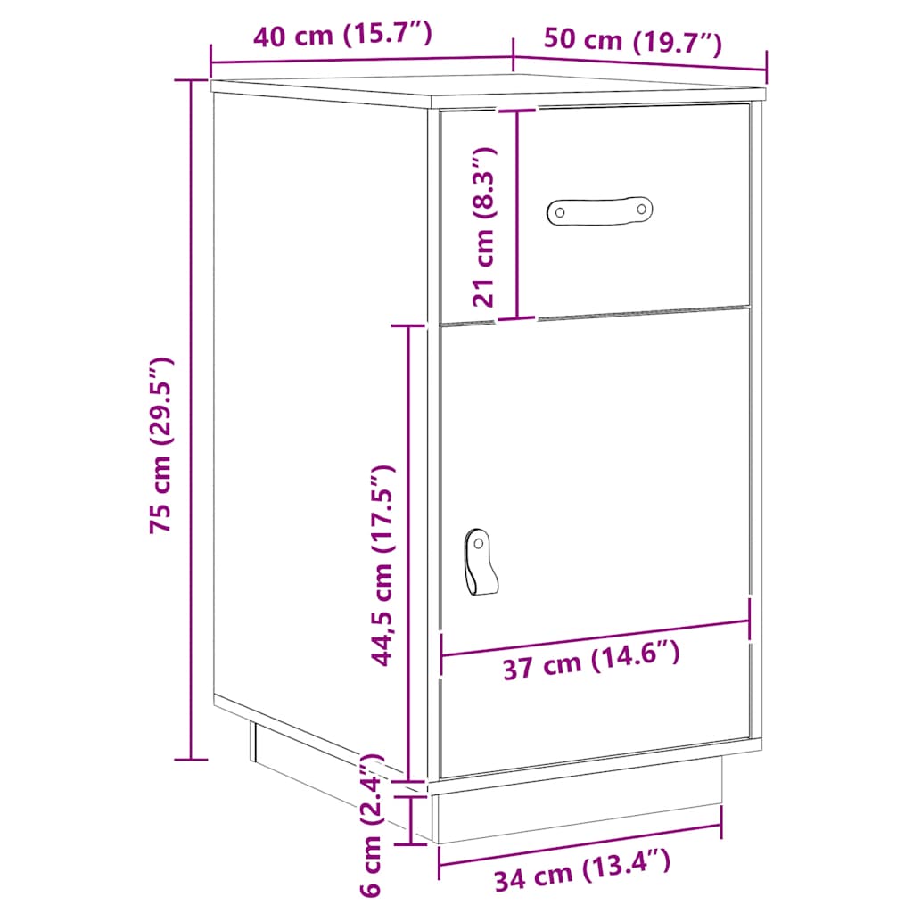 Armoire de bureau Marron miel 40x50x75 cm Bois massif de pin - XIOS