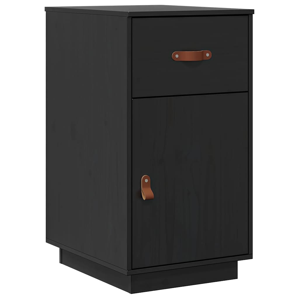 Armoire de bureau Noir 40x50x75 cm Bois massif de pin