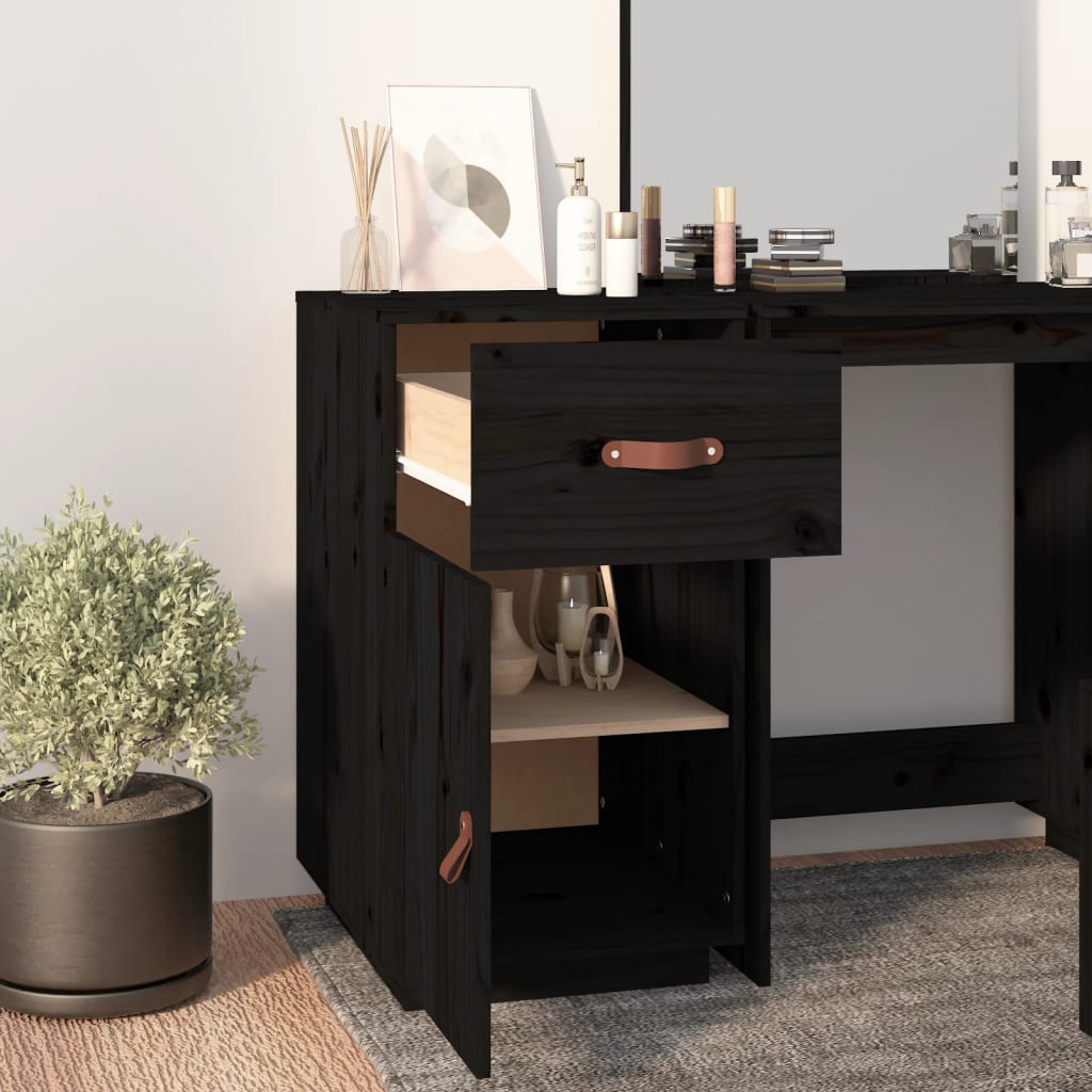 Armoire de bureau Noir 40x50x75 cm Bois massif de pin