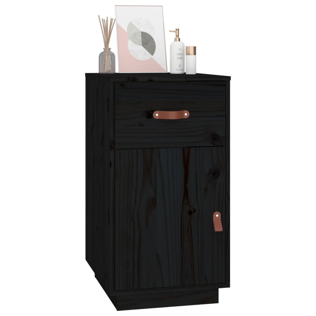 Armoire de bureau Noir 40x50x75 cm Bois massif de pin