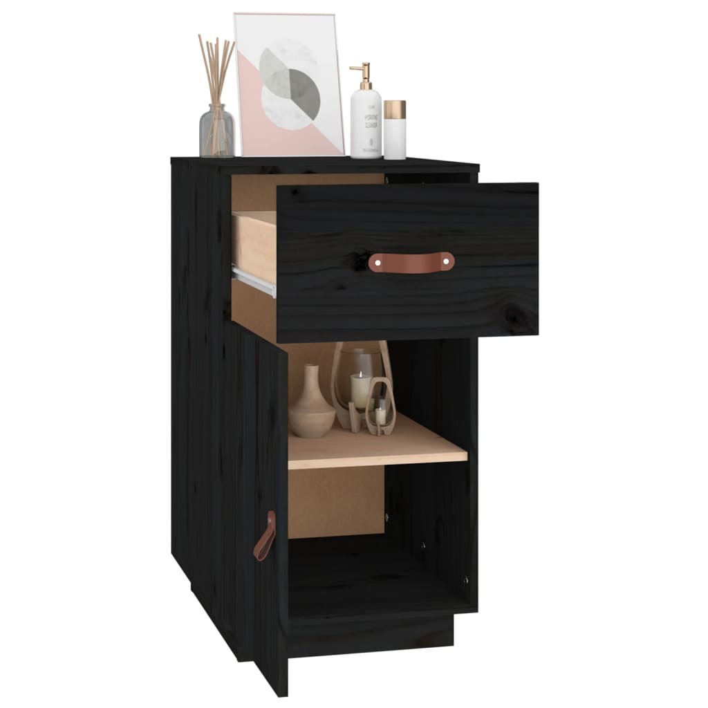 Armoire de bureau Noir 40x50x75 cm Bois massif de pin