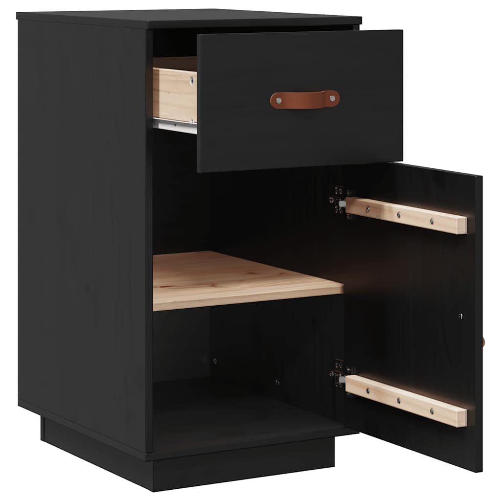 Armoire de bureau Noir 40x50x75 cm Bois massif de pin
