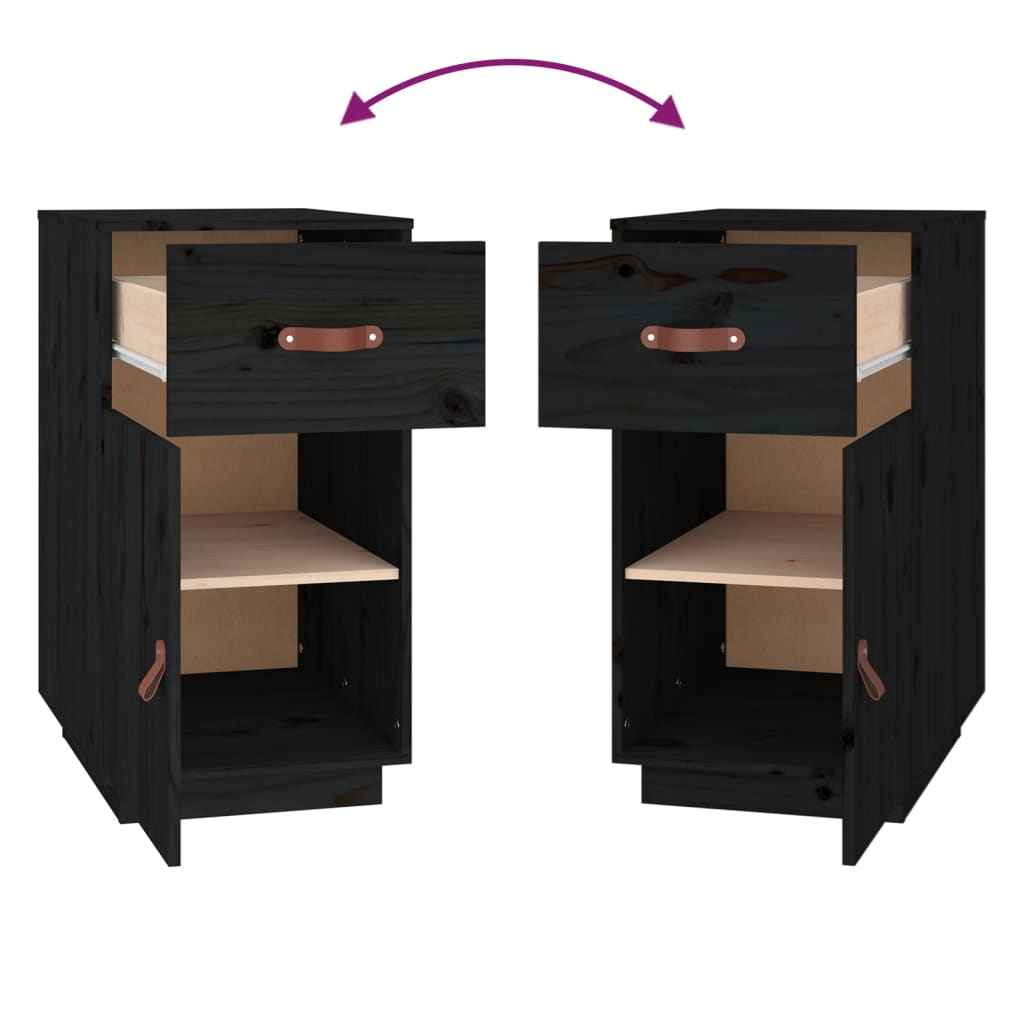 Armoire de bureau Noir 40x50x75 cm Bois massif de pin