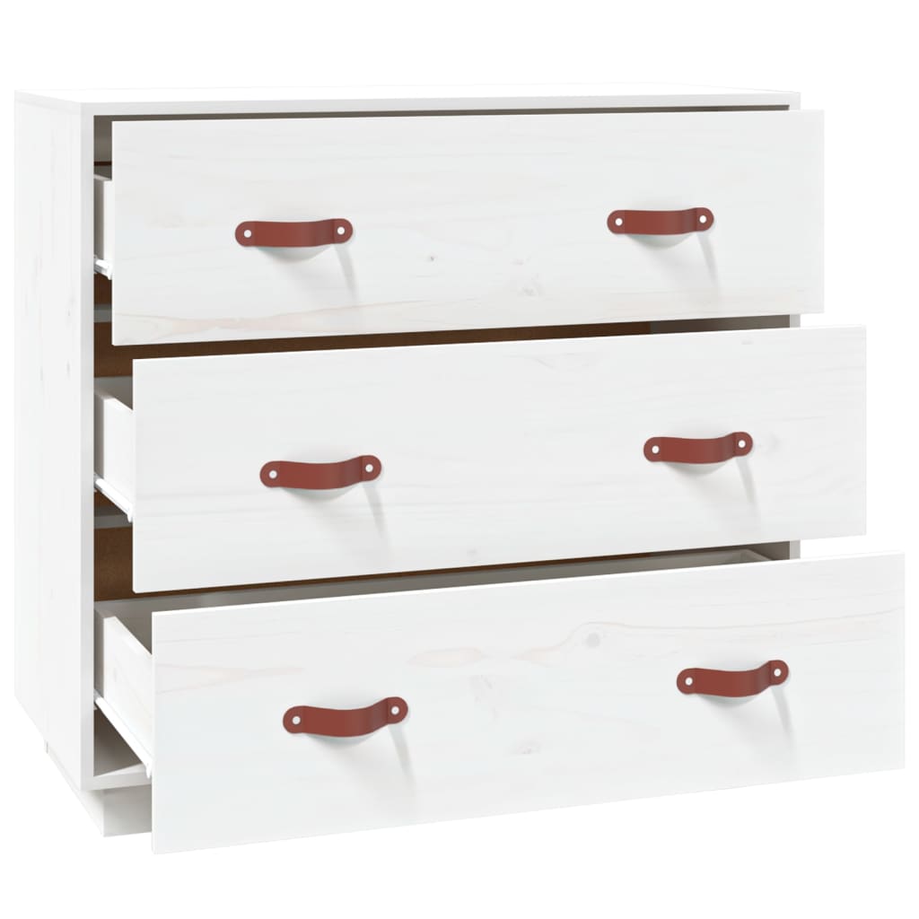 Buffet Blanc 80x40x75 cm Bois massif de pin - XIOS