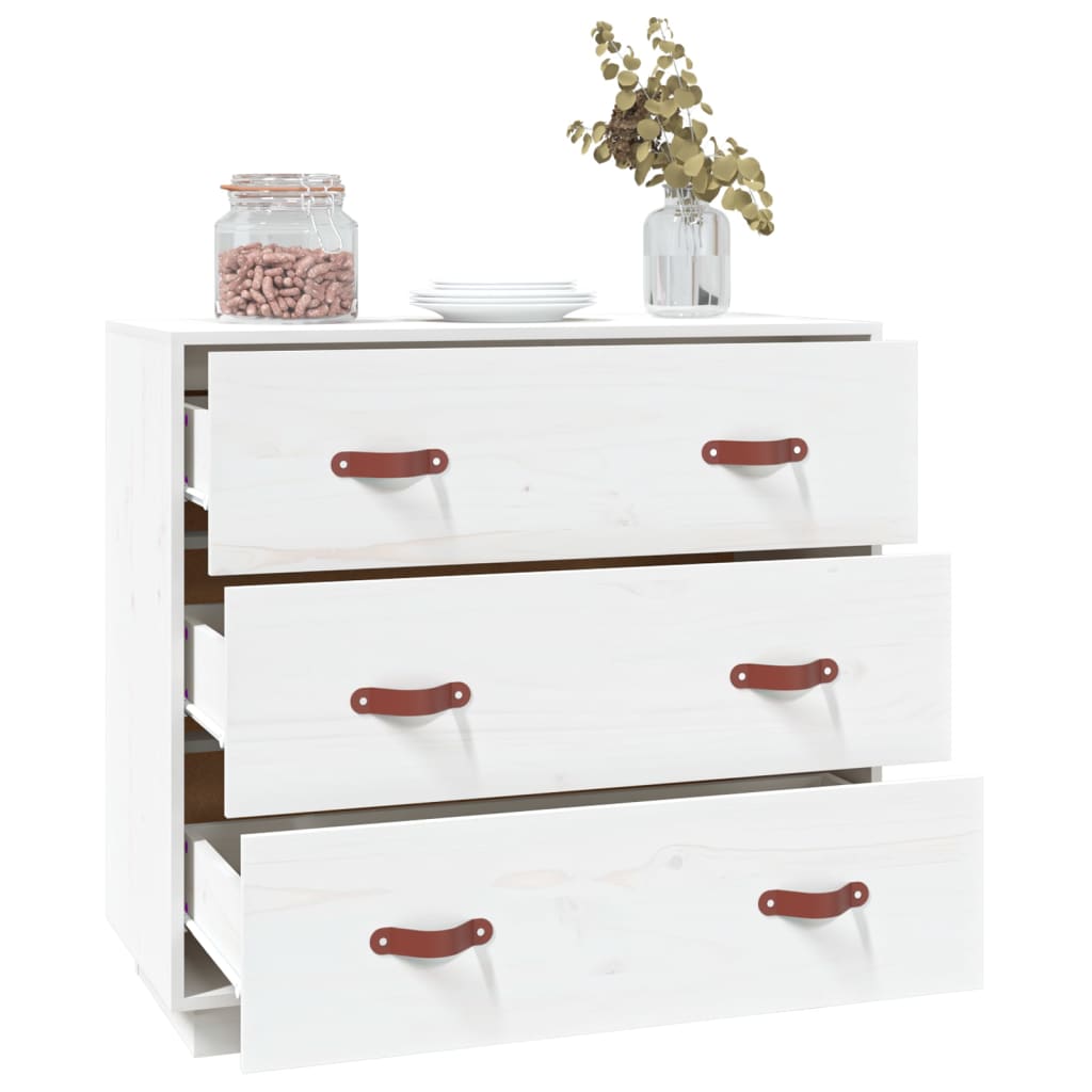 Buffet Blanc 80x40x75 cm Bois massif de pin - XIOS