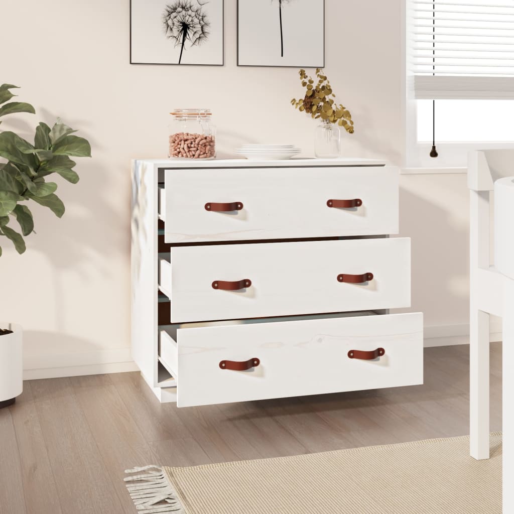 Buffet Blanc 80x40x75 cm Bois massif de pin - XIOS