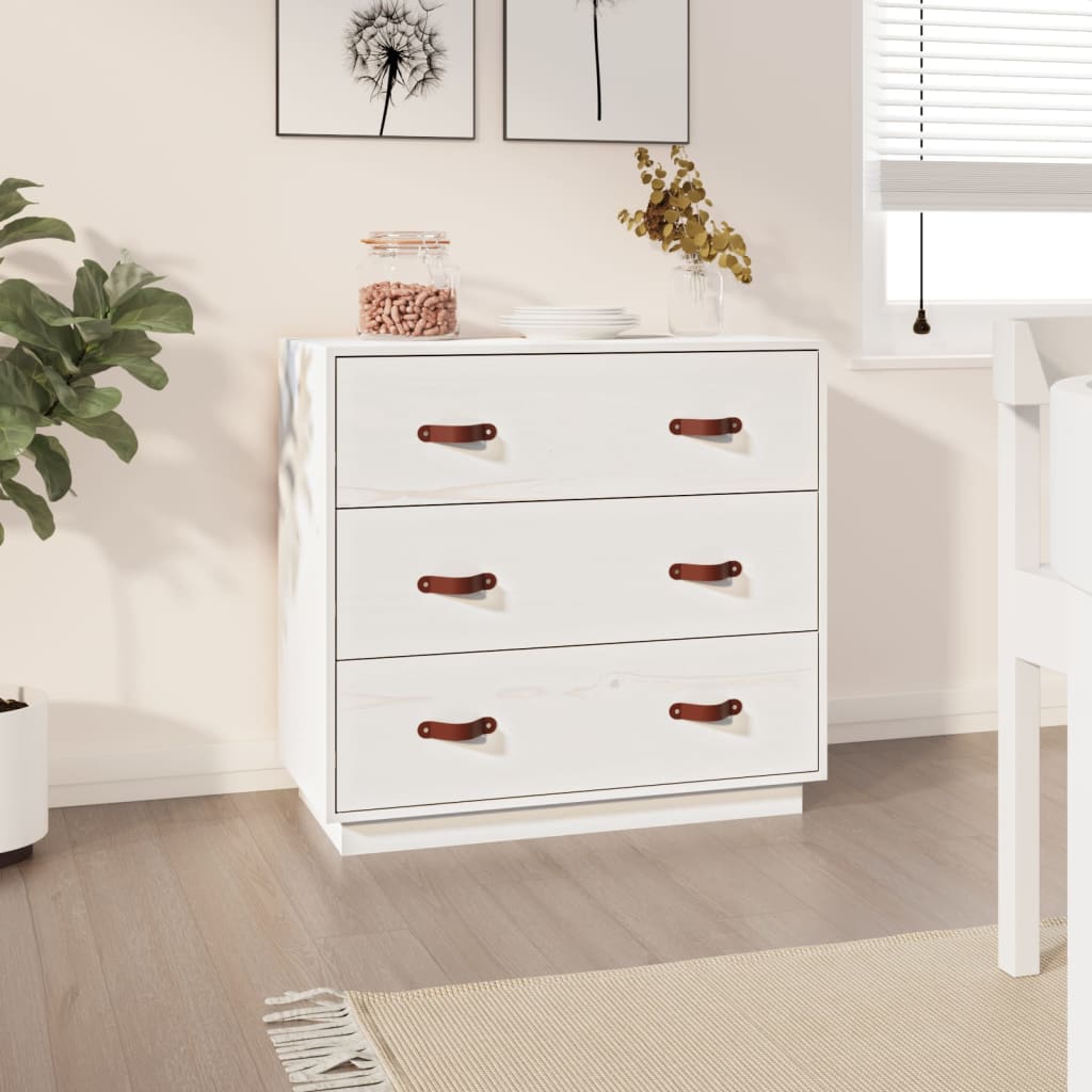 Buffet Blanc 80x40x75 cm Bois massif de pin - XIOS