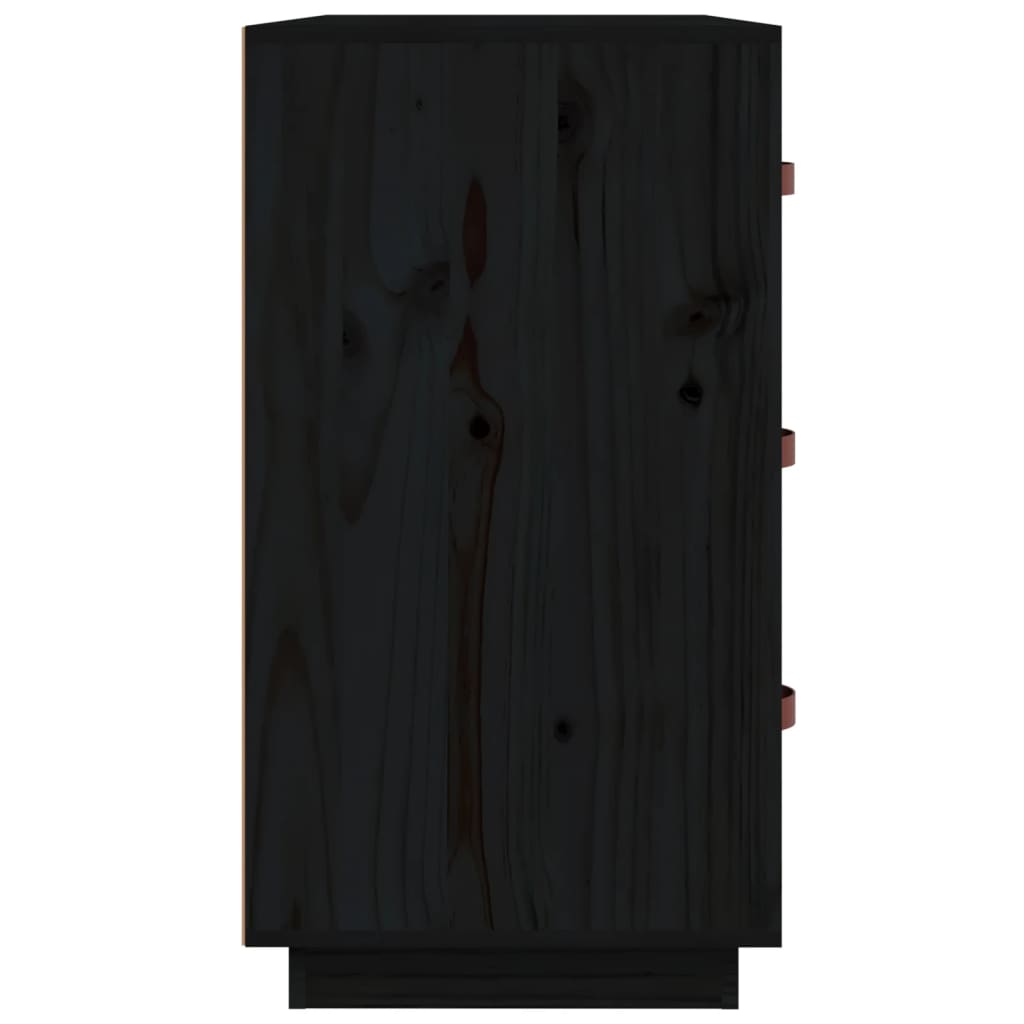 Buffet Noir 80x40x75 cm Bois massif de pin - XIOS