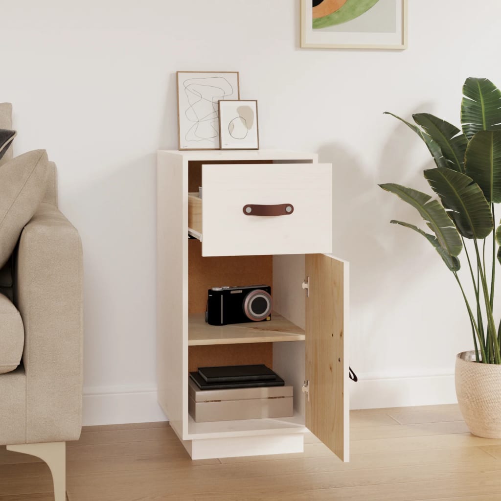 Buffet Blanc 34x40x75 cm Bois massif de pin - XIOS