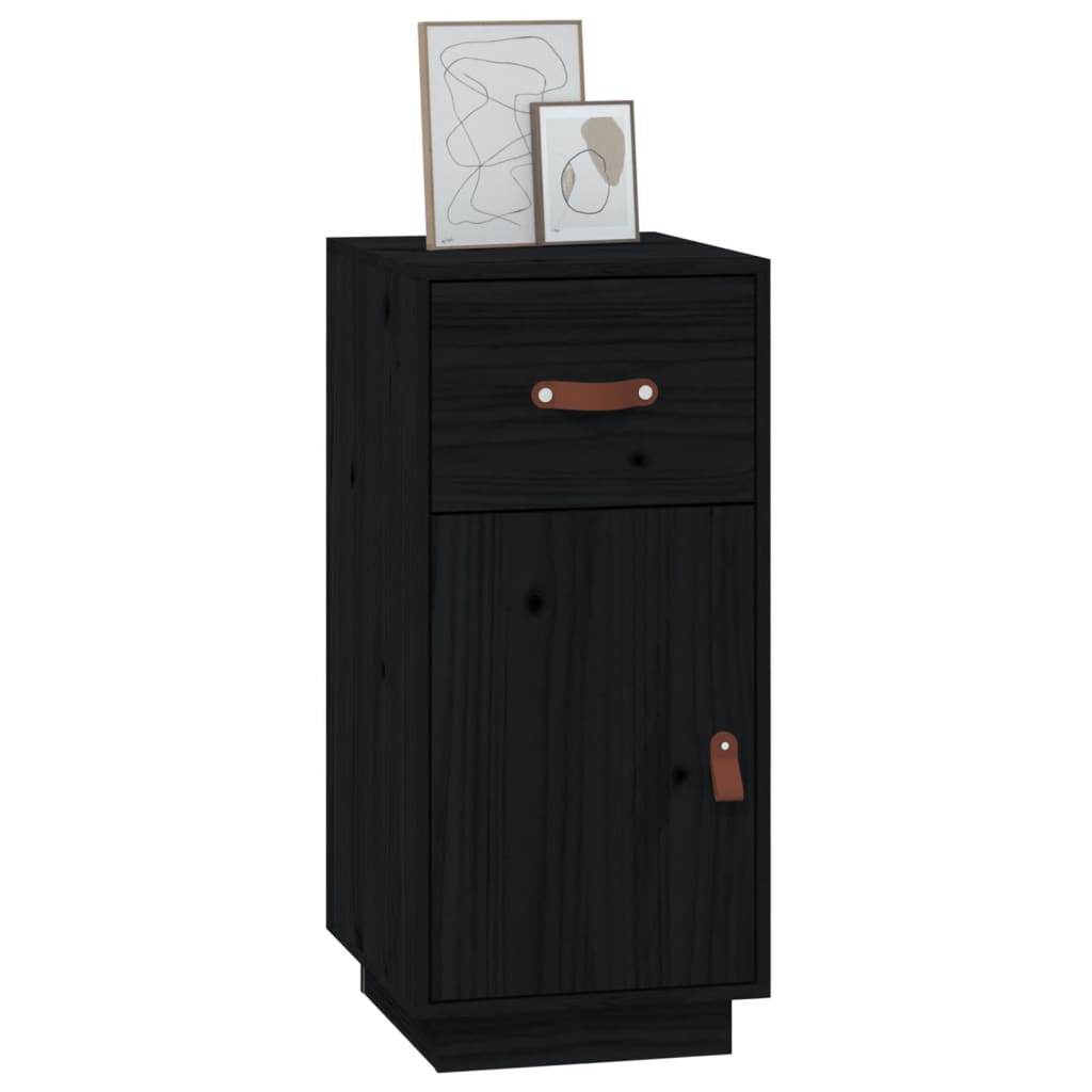 Buffet Noir 34x40x75 cm Bois massif de pin - XIOS
