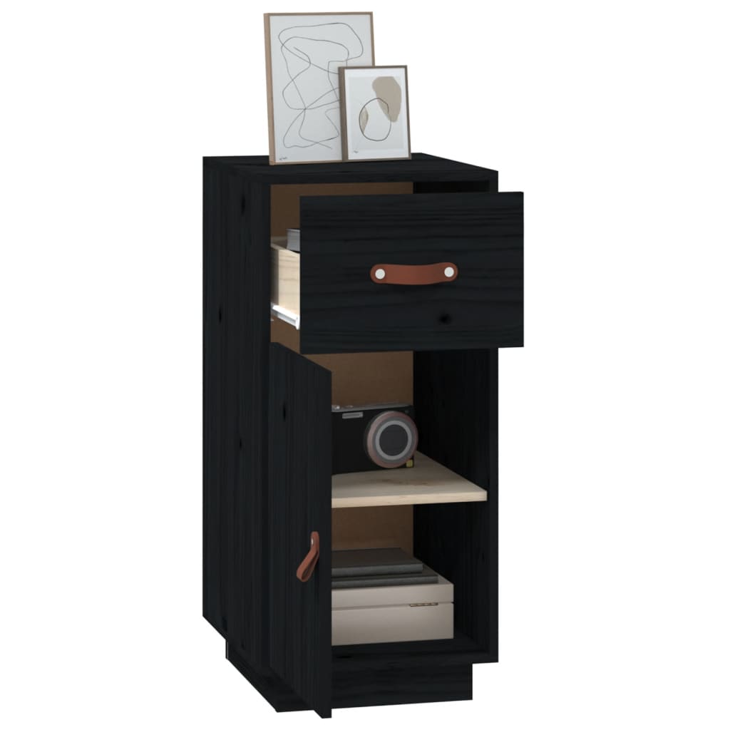 Buffet Noir 34x40x75 cm Bois massif de pin - XIOS