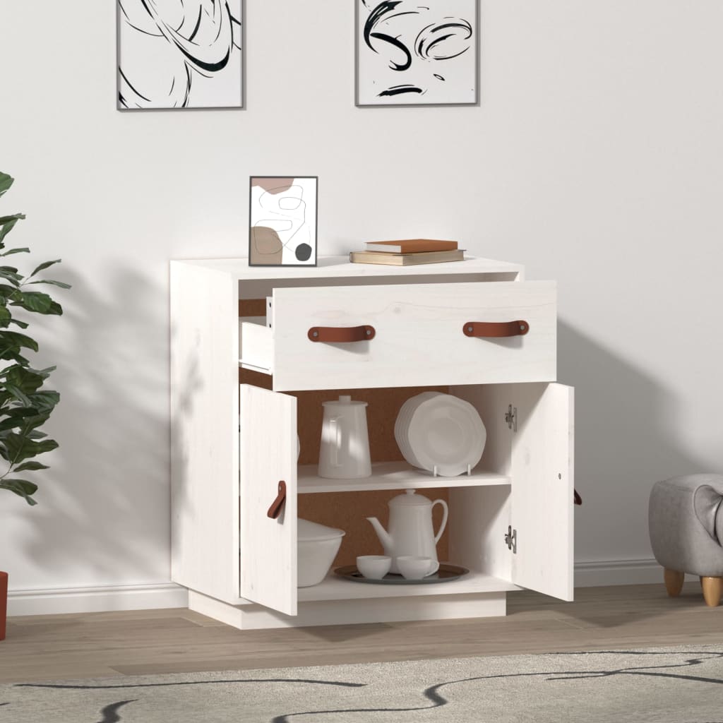 Buffet Blanc 65,5x40x75 cm Bois massif de pin - XIOS