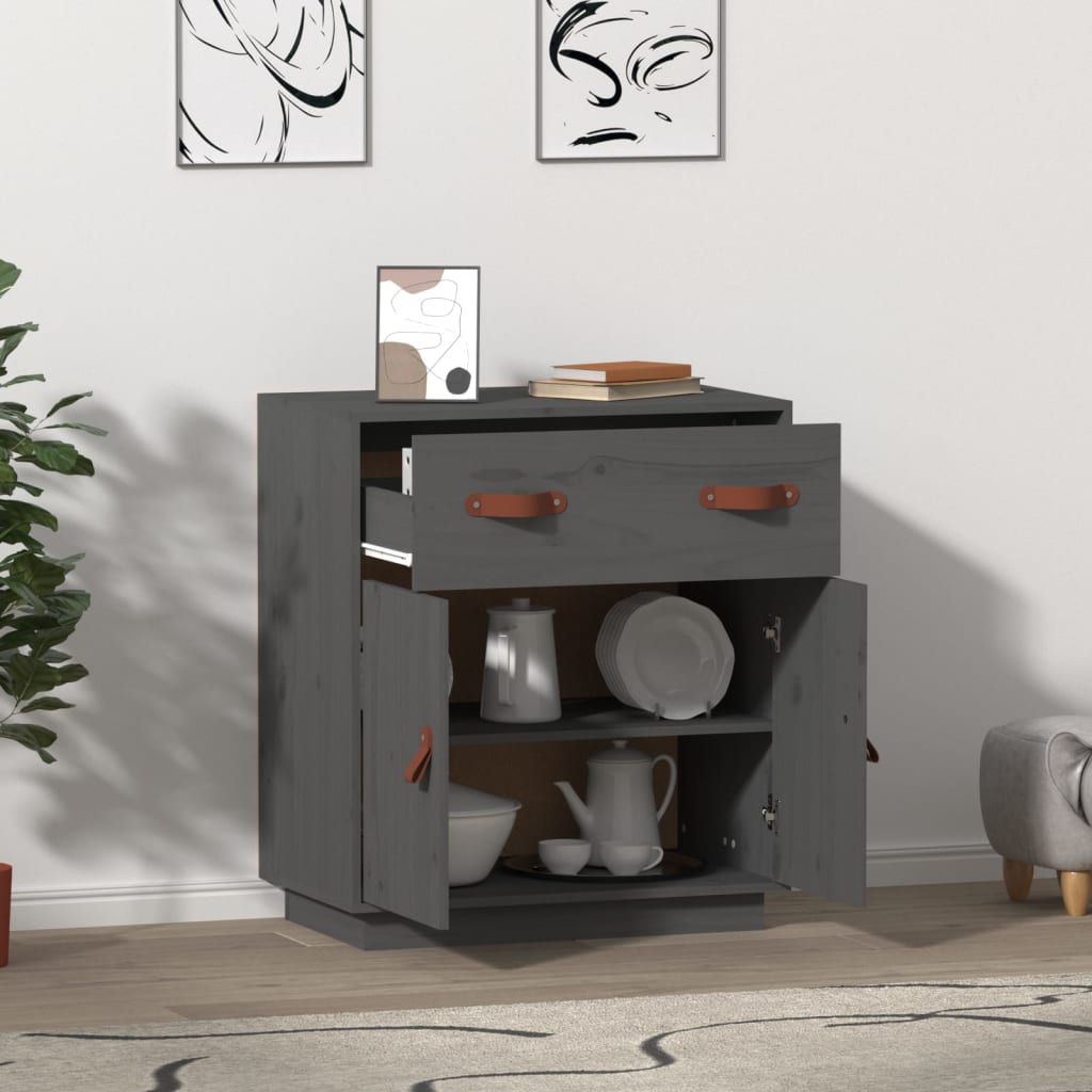 Buffet Gris 65,5x40x75 cm Bois massif de pin - XIOS